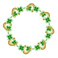 clover leaves and horseshoe holiday round frame