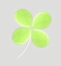 Clover leaves of a liquid green gel with bubbles on grey background Royalty Free Stock Photo