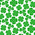 Clover leaves seamless pattern. Green vector shamrock background. Royalty Free Stock Photo