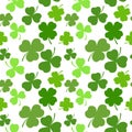 Clover leaves seamless pattern. Shamrock vector background for Irish St. Patrick Day. Spring holiday illustration with Royalty Free Stock Photo