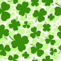 Clover leaves seamless pattern. Shamrock vector background for Irish St. Patrick Day. Spring holiday illustration with Royalty Free Stock Photo