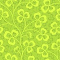 Clover leaves seamless vector pattern. St. Patrick`s Day green background. Shamrock wallpaper Royalty Free Stock Photo