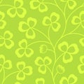 Clover leaves seamless vector pattern. St. Patrick`s Day green background. Shamrock wallpaper Royalty Free Stock Photo