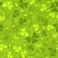 Clover leaves seamless vector pattern. St. Patrick`s Day green background. Shamrock wallpaper Royalty Free Stock Photo