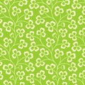 Clover leaves seamless vector pattern. St. Patrick`s Day green background. Shamrock wallpaper