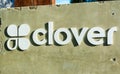 Clover logo at Clover Network headquarters campus. Clover is a cloud-based Android point of sale platform owned by First Data Royalty Free Stock Photo