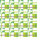 Clover lucky leaf st. Patrick day seamless pattern in checked chess style with white clover leaf vector