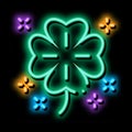 Clover neon glow icon illustration