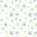 Clover pattern. Green, hand drawn four leaf clovers on transparent backdrop. Seamles vector background. Royalty Free Stock Photo