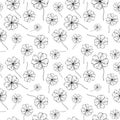 Clover pattern. Hand drawn four leaf clovers on transparent backdrop. Seamles vector background Royalty Free Stock Photo