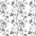 Clover plants seamless pattern. Vector stock illustration eps 10. Outline. Hand drawing