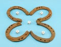 Clover retro horse shoes gamble dice on blue Royalty Free Stock Photo