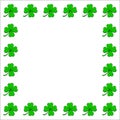 Clover square frame. Four leaf shamrock border with copy space. Vector empty background isolated on white