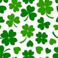 Clover vector seamless pattern, shamrock leaf, green plant background for Saint Patricks Day. Nature illustration Royalty Free Stock Photo