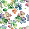 Clover watercolor background. Seamless pattern. Vector illustration