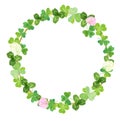 St. Patrick\'s Day.Green wreath of clover leaves and flowers.Irish folk holiday.