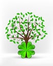 Cloverleaf happiness in front of green leafy tree vector