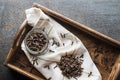 Dried Cloves spice in cup Royalty Free Stock Photo