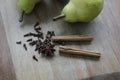 Cloves, star anise and cinnamon sticks