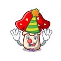 Clown amanita mushroom mascot cartoon