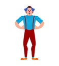 Clown angry. funnyman evil. harlequin Vector illustration