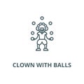 Clown with balls line icon, vector. Clown with balls outline sign, concept symbol, flat illustration Royalty Free Stock Photo