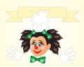 Clown with big gloves and green bows Royalty Free Stock Photo
