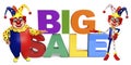 Clown with Bigsale sign Royalty Free Stock Photo