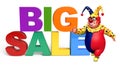 Clown with Bigsale sign Royalty Free Stock Photo