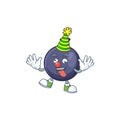 Clown blackcurrant cartoon mascot on white background