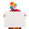 Clown with blank white board Royalty Free Stock Photo