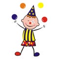 Clown with balls, colour vector illustration Royalty Free Stock Photo