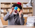 Clown businessman working in the office Royalty Free Stock Photo