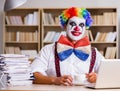 Clown businessman working in the office