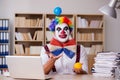 The clown businessman working in the office Royalty Free Stock Photo