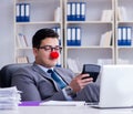 Clown businessman working in the office Royalty Free Stock Photo