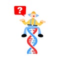 Clown carnival research genetic heredity double helix structure part cartoon doodle flat design vector illustration Royalty Free Stock Photo