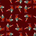 Clown and Chainsaws pattern seamless. Horror Halloween background. vector texture Royalty Free Stock Photo