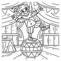 Clown on Circus Ball Coloring Page for Kids