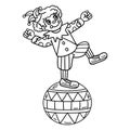 Clown on Circus Ball Isolated Coloring Page