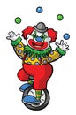 Clown Circus Playing Bicycle Color Illustration Design Royalty Free Stock Photo