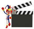 Clown with Clapper board Royalty Free Stock Photo