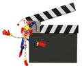 Clown with Clapper board Royalty Free Stock Photo