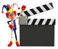 Clown with Clapper board Royalty Free Stock Photo