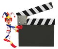 Clown with Clapper board Royalty Free Stock Photo