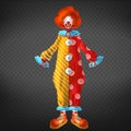 Funny clown costume with red wig vector