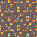 Clown cute characters performer carnival actor makeup juggling human seamless pattern background vector illustration. Royalty Free Stock Photo