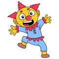 Clown dress up and play funny to entertain everyone, doodle icon image kawaii