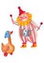 watercolour illustration of circus toys