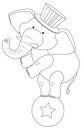 Clown elephant doodle outline for colouring